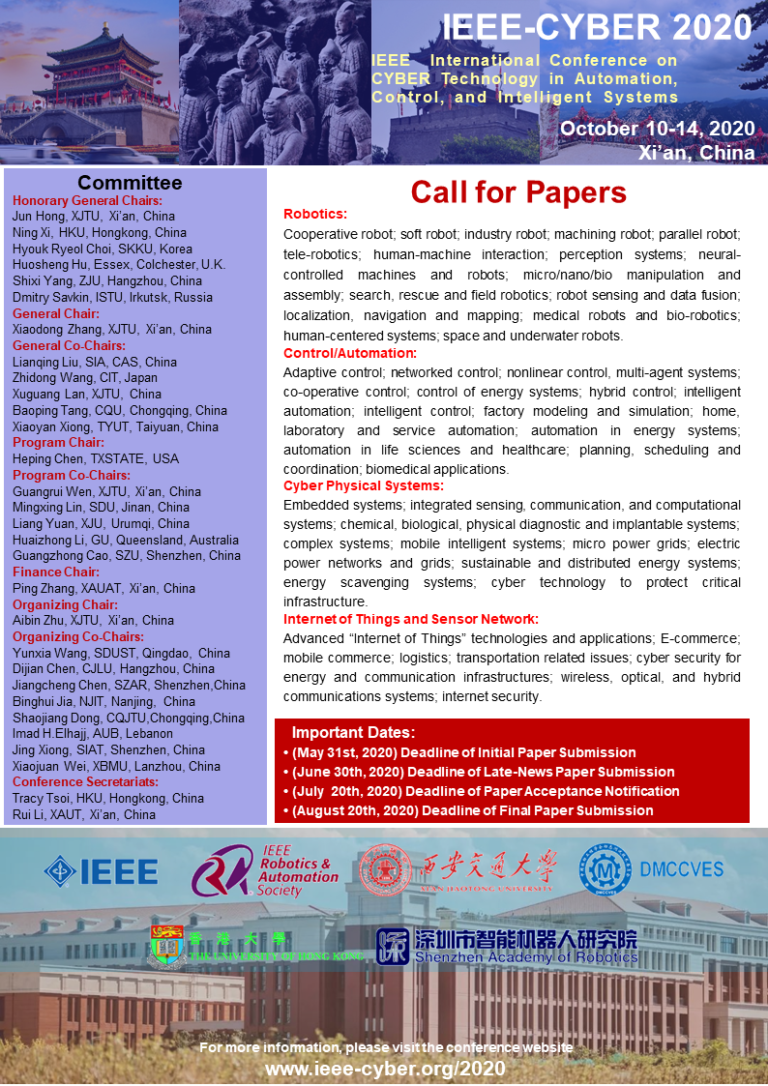 Call For Papers IEEECYBER 2020